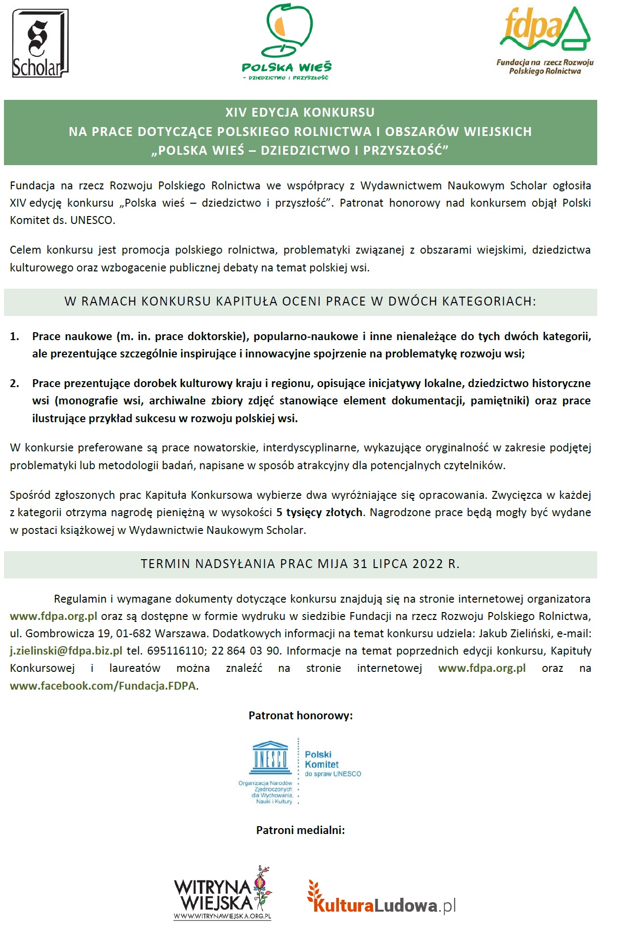Konkurs "Polska wieś - dziedzictwo i przyszłość" 